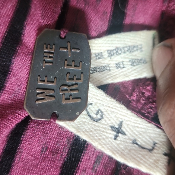 WE THE FREE people samurai stripe tee L long sleeve chevron oversize dolman top - Picture 5 of 8